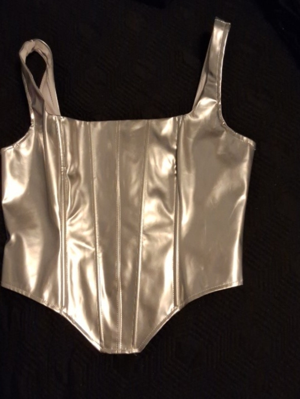 Fashion Nova Metallic Silver Tank Top Corset